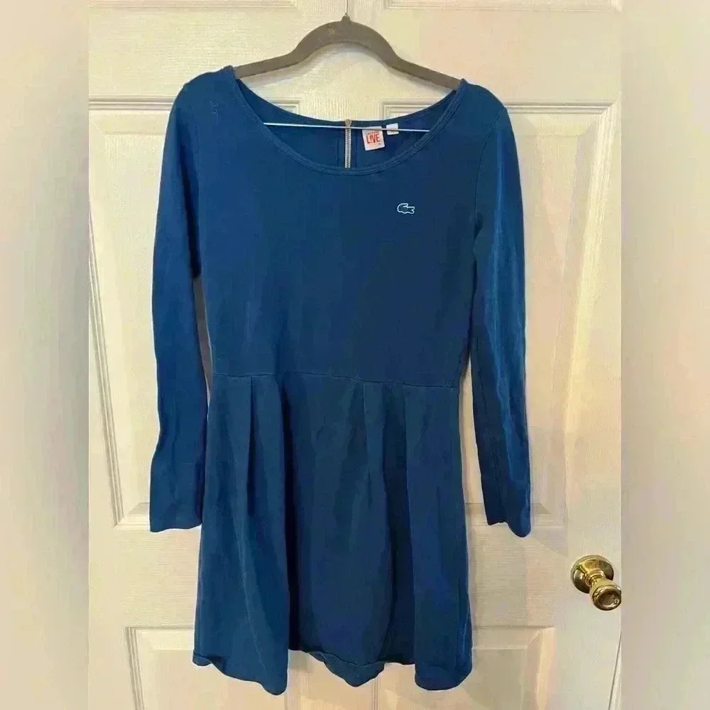Lacoste L!ve Girls Long Sleeved Blue Dress Size XL, GUC